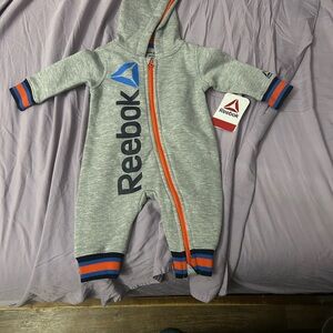 Reebok Baby Gray Onesie with Blue and Orange Trim (nwt)